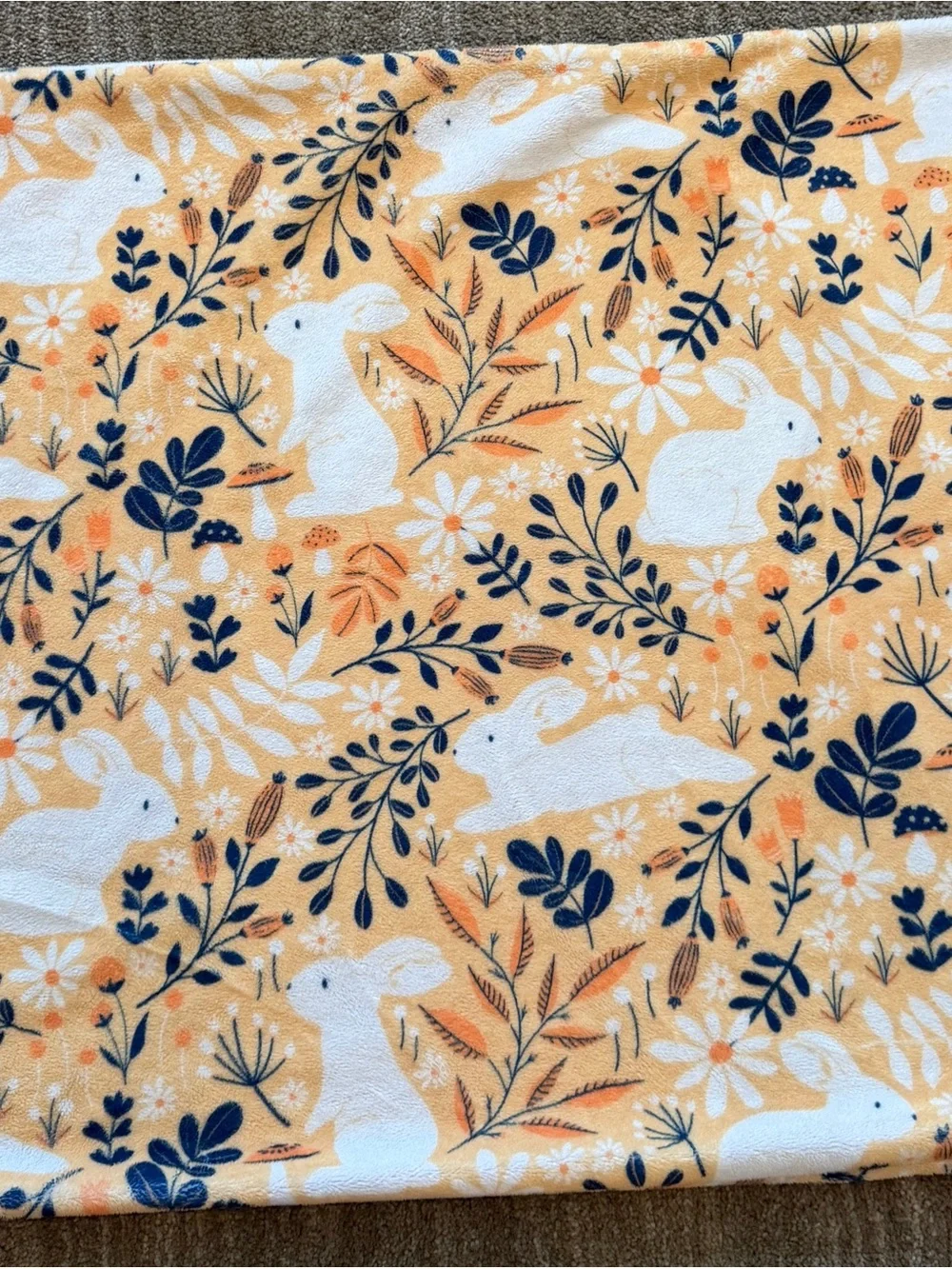 Minky Couture Bunny Floral Print Pillowcase- Yellow & Navy